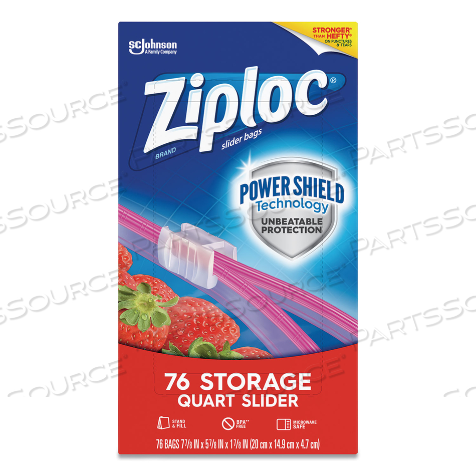 SLIDER STORAGE BAGS, 1 QT, 5.88" X 7.88", CLEAR, 76 BAGS/BOX by Ziploc SLIDER STORAGE BAGS, 1 QT, 5.88" X 7.88", CLEAR, 76 BAGS/BOX by Ziploc