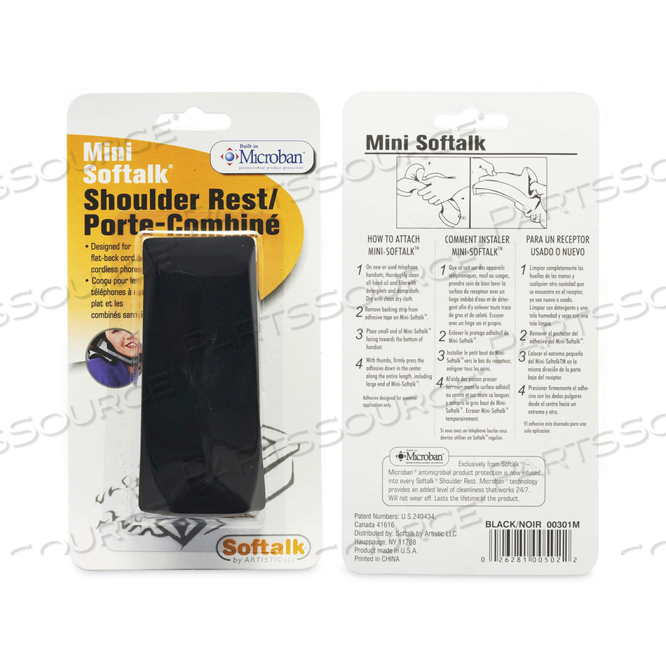 MINI SOFTALK TELEPHONE SHOULDER REST, 1.75 X 4.13 X 1.88, BLACK 