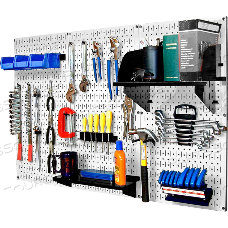 PEGBOARD STANDARD TOOL STORAGE KIT, WHITE/BLACK, 48" X 32" X 9" by Wall Control Pegboard