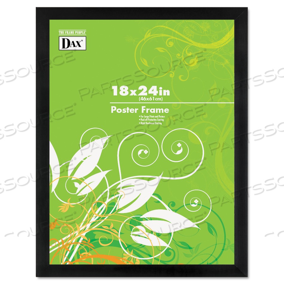 BLACK SOLID WOOD POSTER FRAMES WITH PLASTIC WINDOW, WIDE PROFILE, 18 X 24 