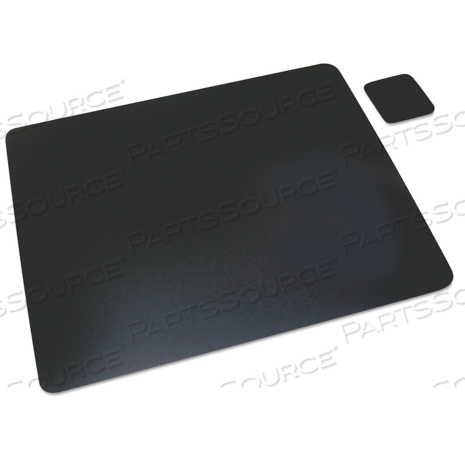 LEATHER DESK PAD WITH COASTER, 19 X 24, BLACK 