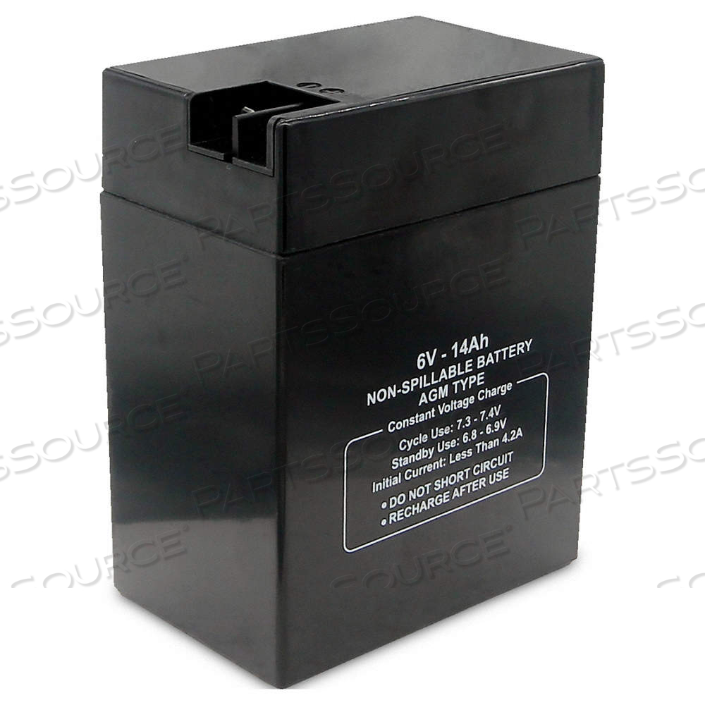 SEALED LEAD ACID BATTERY, 6V DC, 14 AH CAPACITY, 5.51 IN HT, 2.82 IN WD, 4.25 IN DP by Approved Vendor