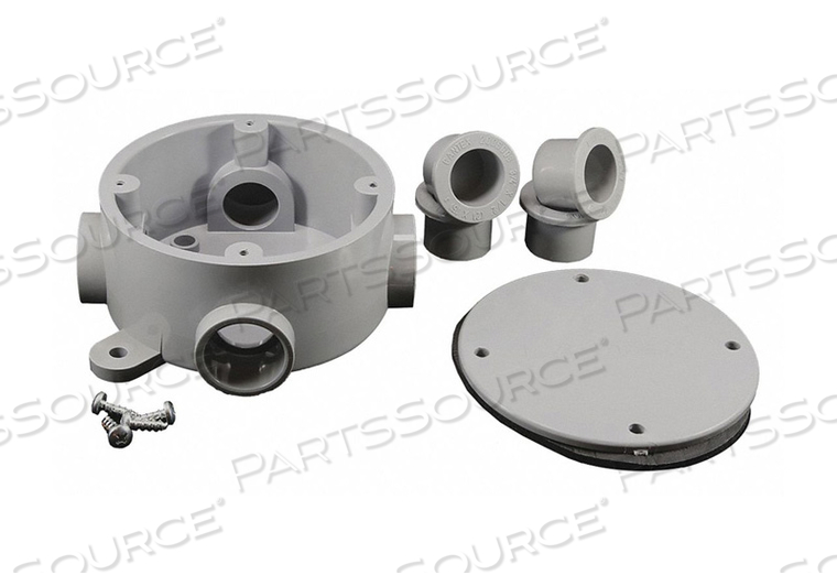 JUNCTION BOX, 4.12 IN. DIA X 1.87 IN. D, (4) 3/4 IN. HUB, GRAY by Cantex