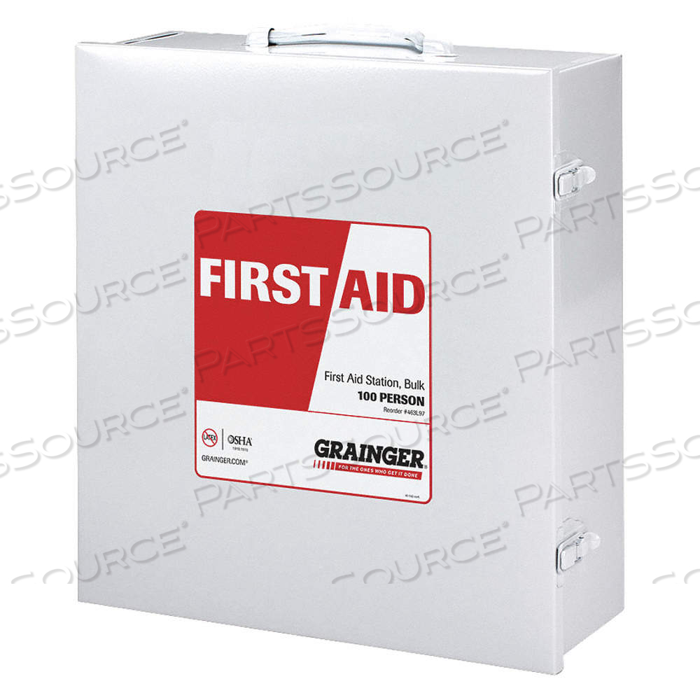 FIRST AID KIT AND HOUSING, GEN PURPOSE, 100 PEOPLE SERVED, 318 COMPONENTS, METAL by Approved Vendor