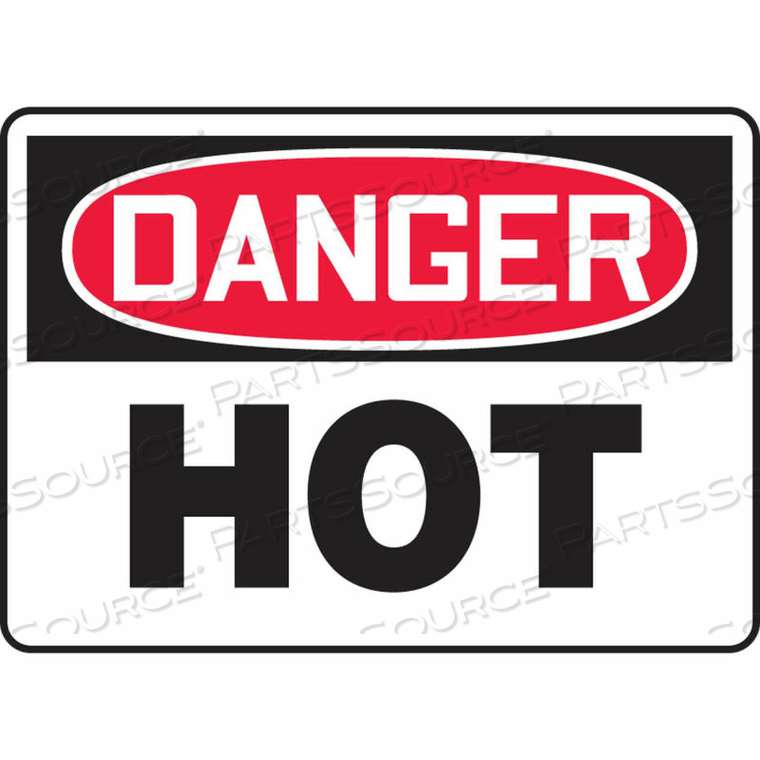 DANGER SIGN, HOT, 14"W X 10"H, ADHESIVE VINYL by Accuform Manufacturing, Inc.