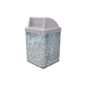 CONCRETE WASTE RECEPTACLE W/GRAY PUSH DOOR TOP - 25" X 25" GRAY/TAN by Wausau Tile