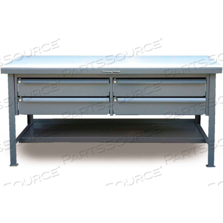 60"W X 36"D 4 DRAWER WITH PLASTIC TOP WORKBENCH by Strong Hold