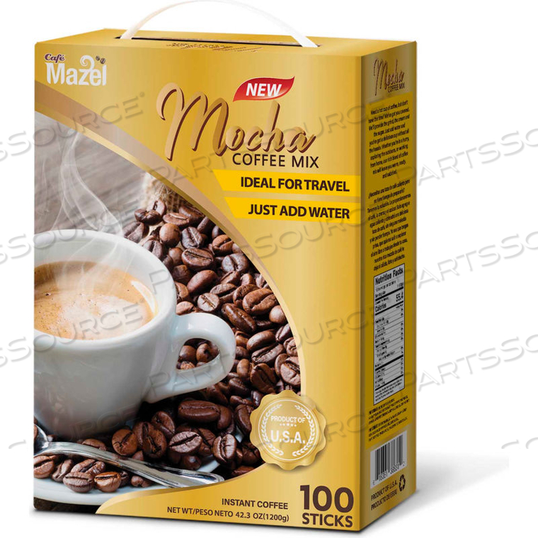 CAFE MAZEL INSTANT COFFEE, MOCHA, INSTANT COFFEE MIX, 3 IN 1 INSTANT COFFEE, 100 STICKS 