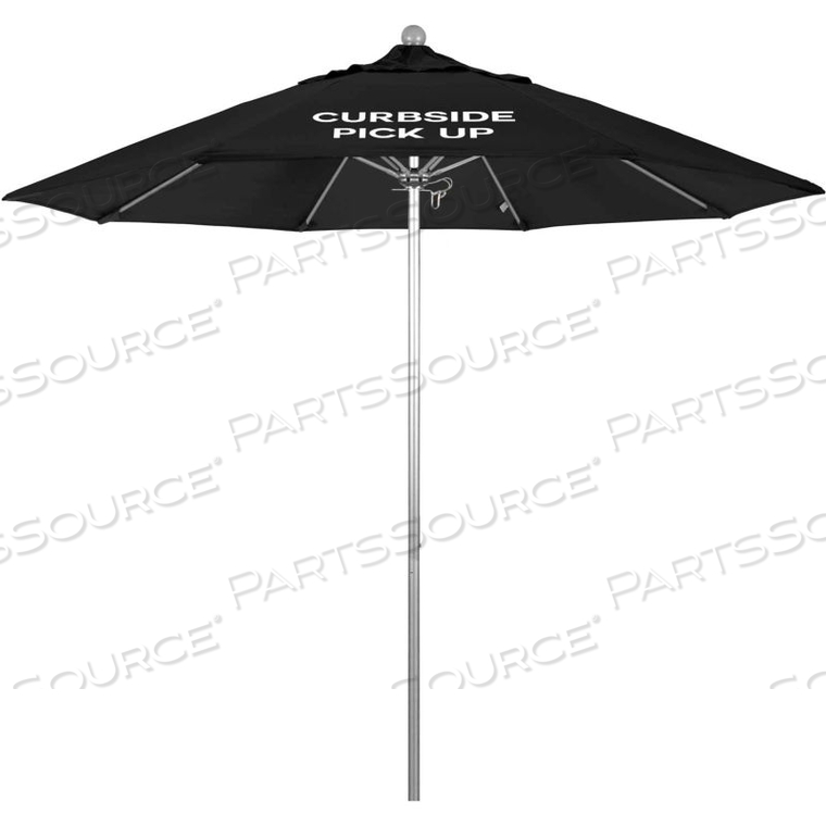 CALIFORNIA UMBRELLA 9' CURBSIDE PICK UP UMBRELLA - OLEFIN BLACK - SILVER POLE 