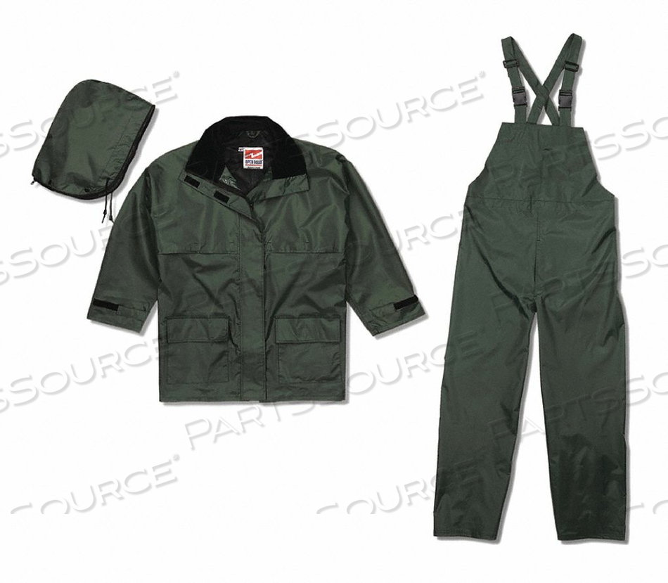 RAIN SUIT W/JACKET/BIB UNRATED GREEN 2XL by Viking