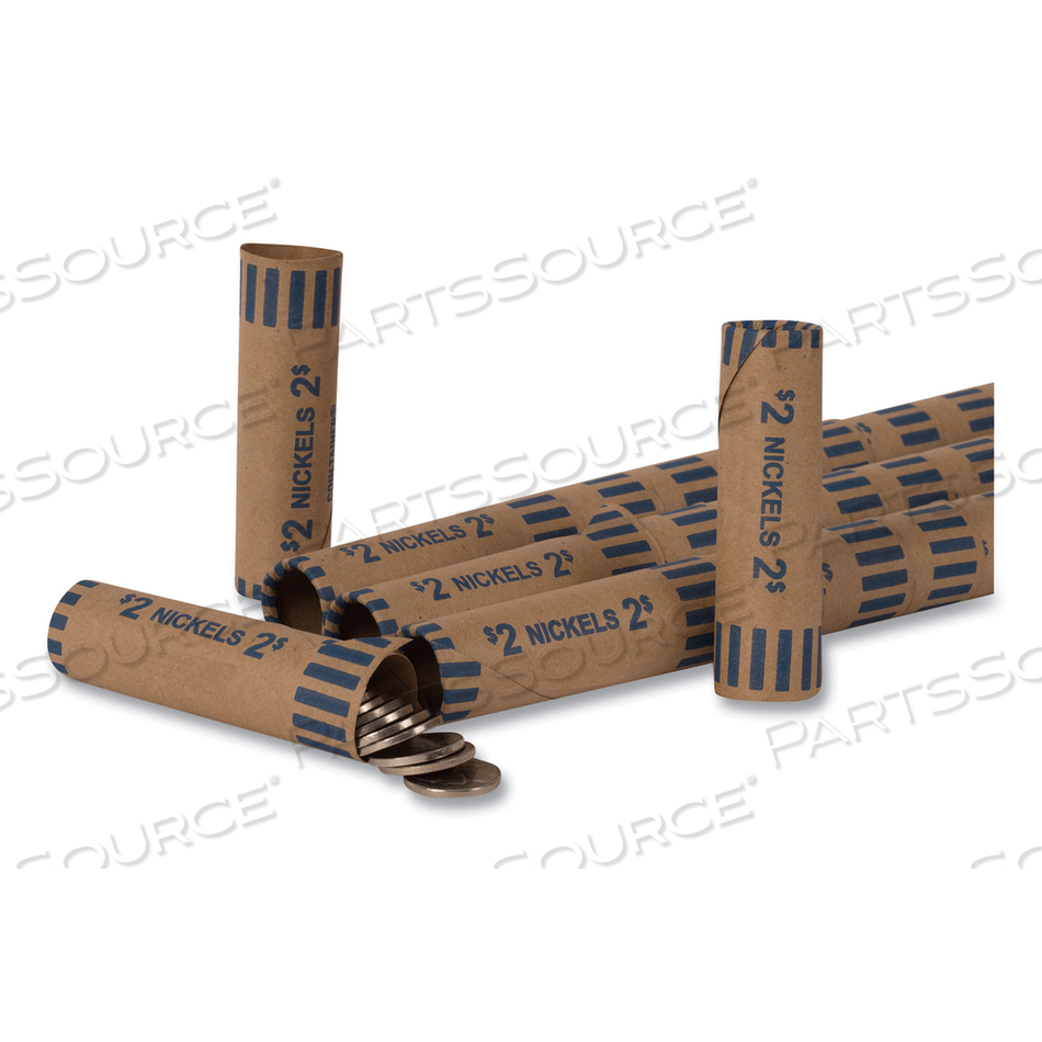 PREFORMED TUBULAR COIN WRAPPERS, NICKELS, $2 by Pap-R Products PREFORMED TUBULAR COIN WRAPPERS, NICKELS, $2 by Pap-R Products