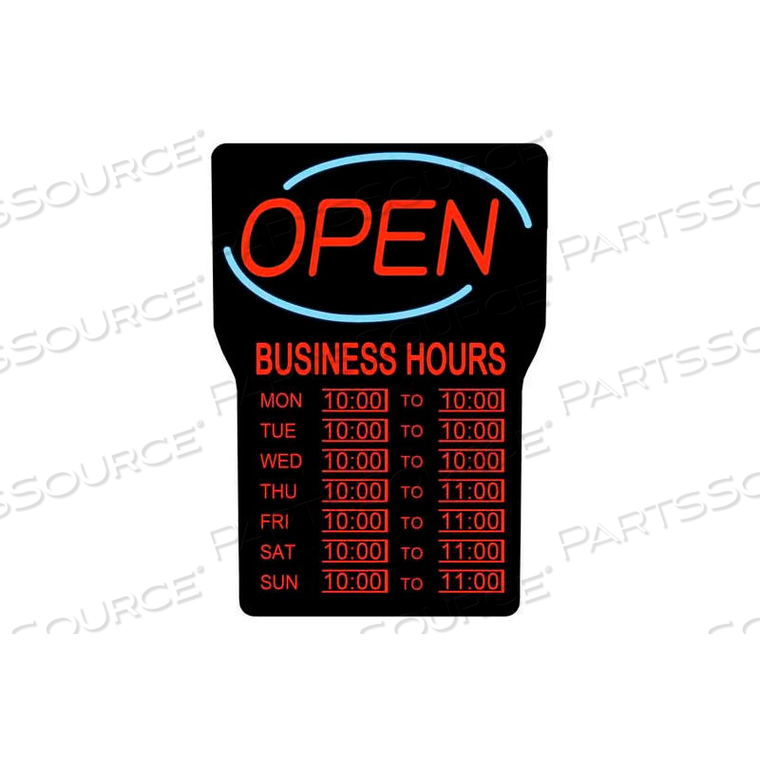 LED OPEN SIGN W/HOURS 