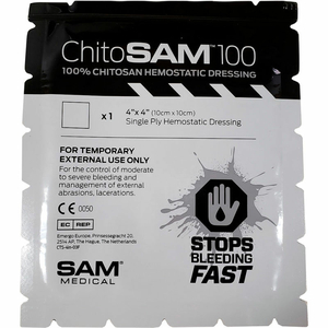 FIRST VOICE CHITO SAM SINGLE PLY HEMOSTATIC DRESSING 4"X4" by First Voice