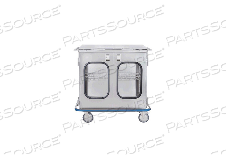 MULTI PURPOSE CASE CART 42"W X 40 1/2"H X 29"D W/(1) S/S WIRE PULLOUT SHELF W/(2) GLASS DOORS by Blickman