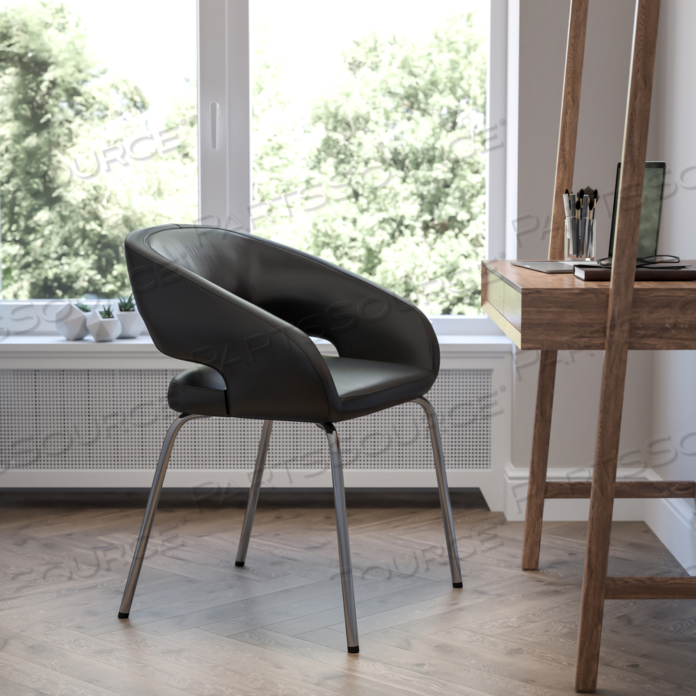 FUSION SERIES CONTEMPORARY BLACK LEATHERSOFT SIDE RECEPTION CHAIR by Flash Furniture FUSION SERIES CONTEMPORARY BLACK LEATHERSOFT SIDE RECEPTION CHAIR by Flash Furniture