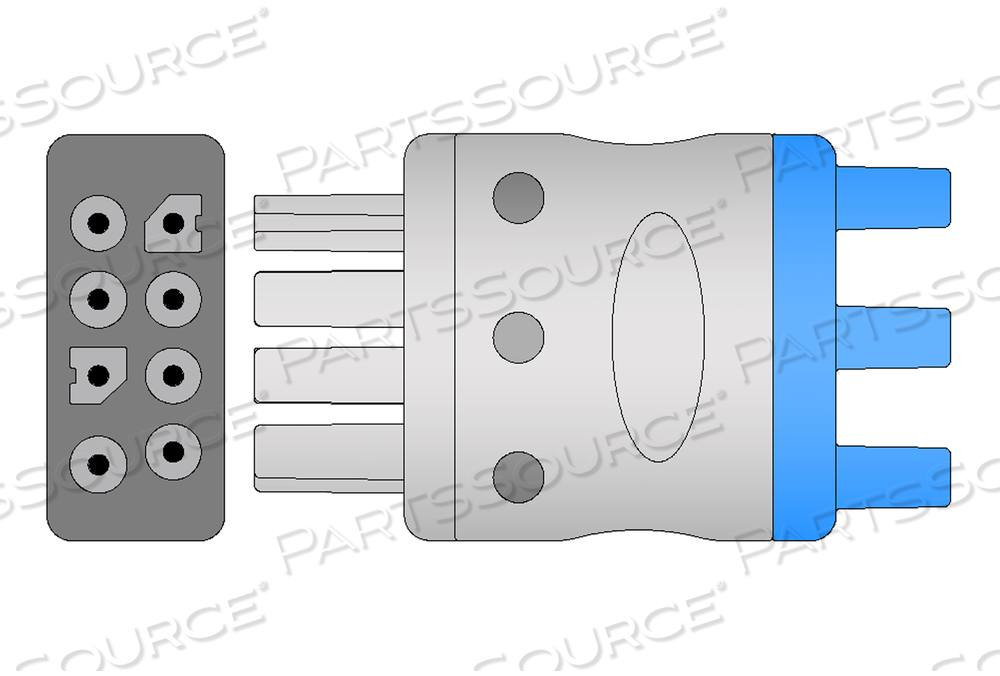 NIHON KOHDEN COMPATIBLE ECG LEADWIRE 3 LEADS PINCH/GRABBER BAG OF 1 