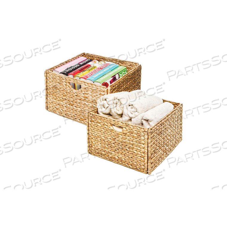 WOVEN HYACINTH STORAGE CUBE BASKET - 2-PACK - LIGHT BROWN by Seville Classics