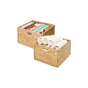WOVEN HYACINTH STORAGE CUBE BASKET - 2-PACK - LIGHT BROWN by Seville Classics WOVEN HYACINTH STORAGE CUBE BASKET - 2-PACK - LIGHT BROWN by Seville Classics