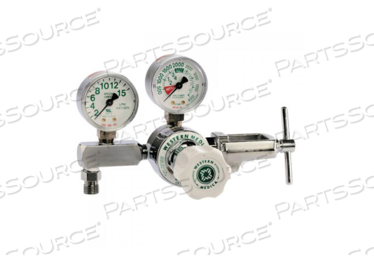 FLOW GAUGE OXYGEN REGULATOR, CGA 870 YOKE, 2 TO 15 LPM, NEOPRENE DIAPHRAGM, SINTERED FILTER, 3000 PSI INLET, 50 PSIG OUTLET, MEETS FDA, ISO by Western Enterprises FLOW GAUGE OXYGEN REGULATOR, CGA 870 YOKE, 2 TO 15 LPM, NEOPRENE DIAPHRAGM, SINTERED FILTER, 3000 PSI INLET, 50 PSIG OUTLET, MEETS FDA, ISO by Western Enterprises