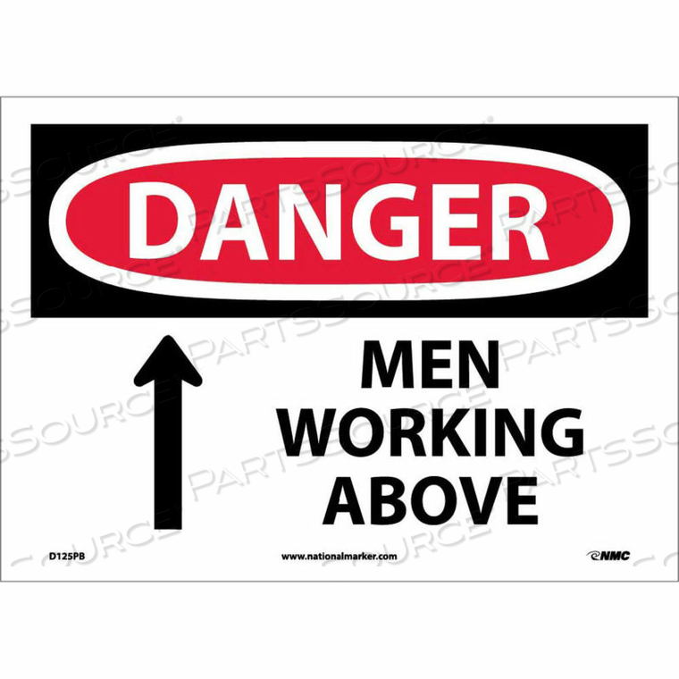 SAFETY SIGNS - DANGER MEN WORKING ABOVE - VINYL 10"H X 14"W by National Marker Company SAFETY SIGNS - DANGER MEN WORKING ABOVE - VINYL 10"H X 14"W by National Marker Company
