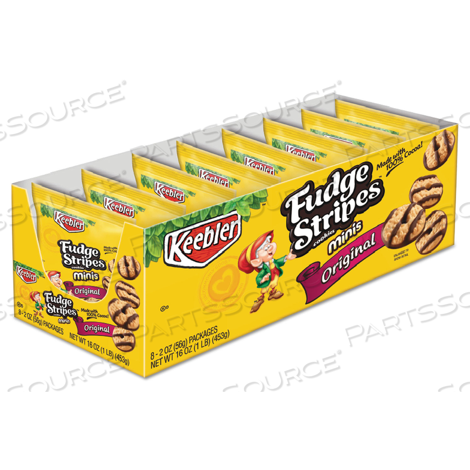 MINI COOKIES, FUDGE STRIPES, 2 OZ SNACK PACK, 8/BOX 