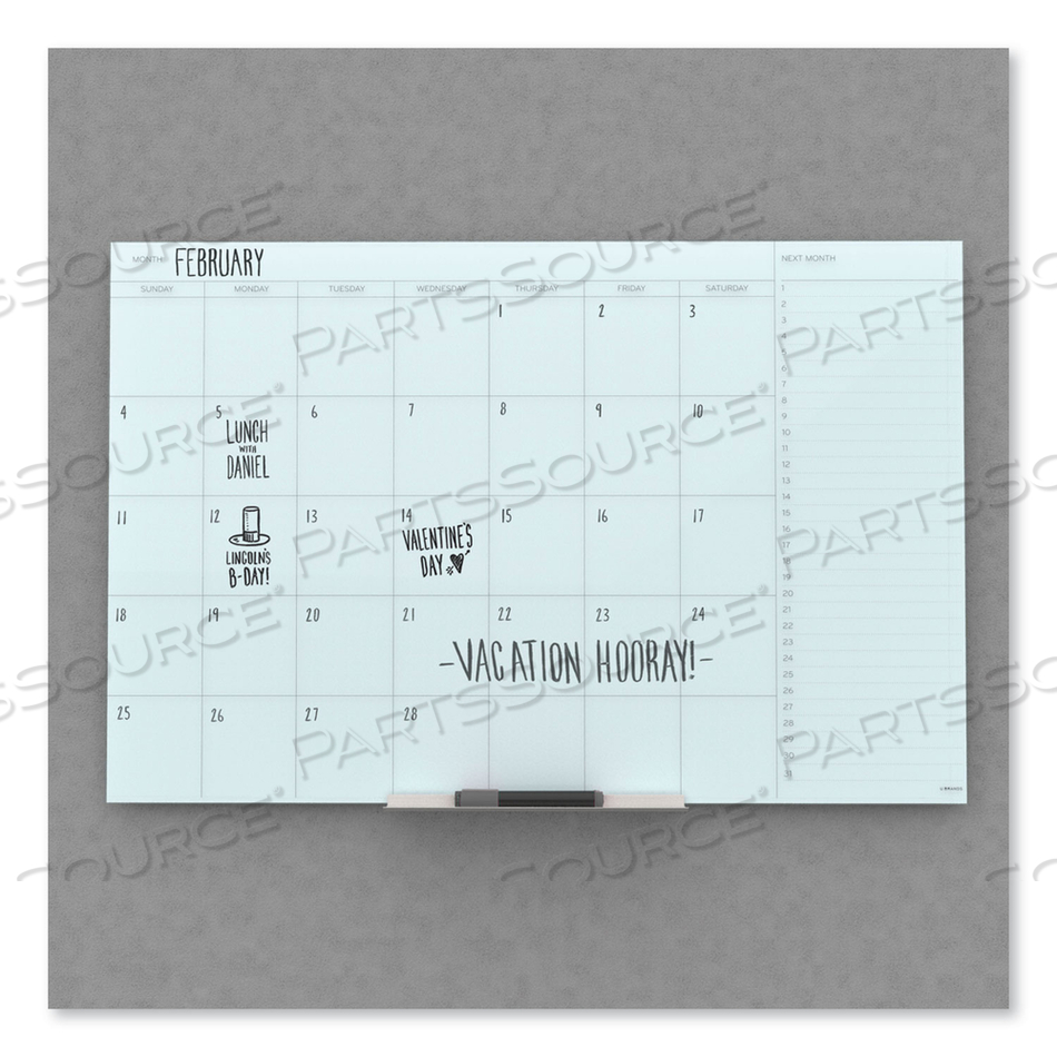 FLOATING GLASS DRY ERASE UNDATED ONE MONTH CALENDAR, 36 X 24, WHITE by U Brands FLOATING GLASS DRY ERASE UNDATED ONE MONTH CALENDAR, 36 X 24, WHITE by U Brands