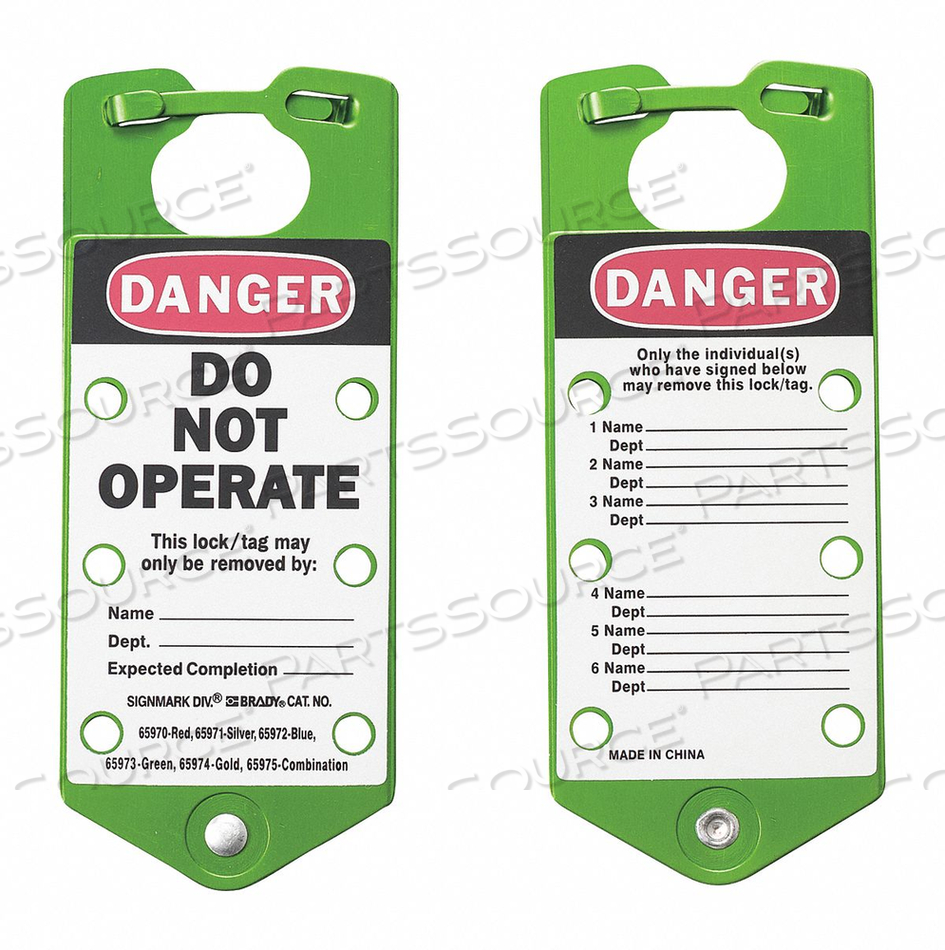 J5049 LOCKOUT HASP 6 LOCK GREEN PK5 by Brady Americas J5049 LOCKOUT HASP 6 LOCK GREEN PK5 by Brady Americas