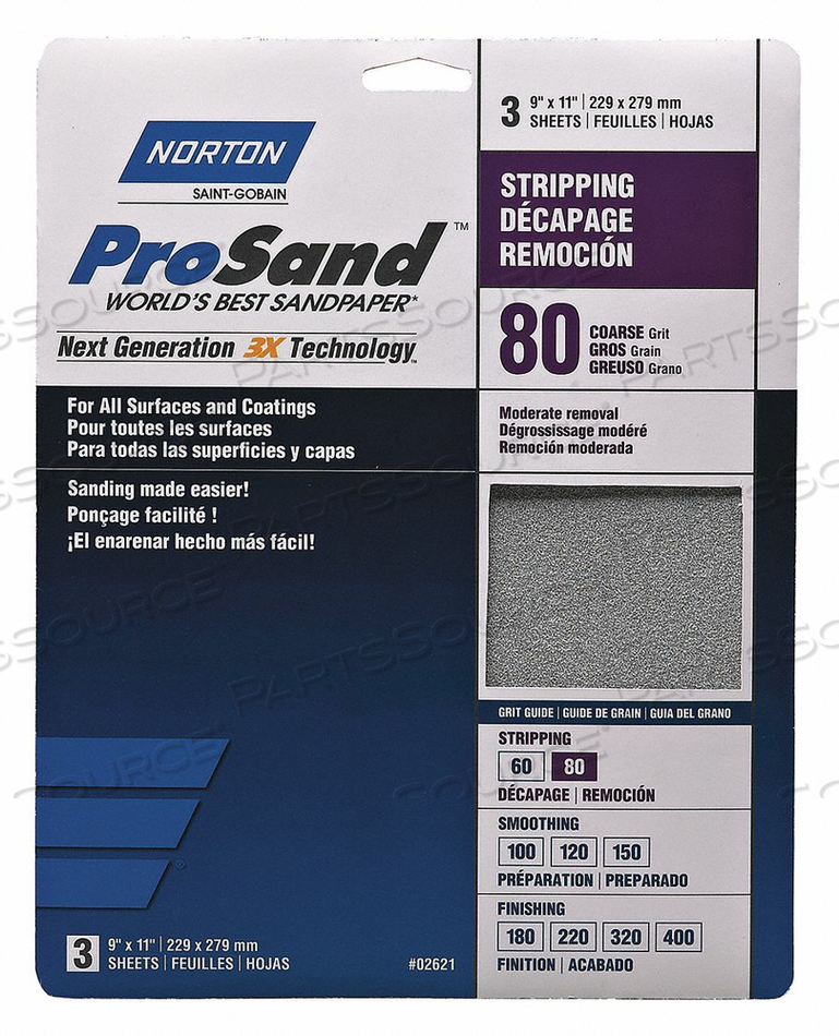 SANDPAPER SHEET MED. 80 GRIT PK20 by Norton | Saint-Gobain Abrasives SANDPAPER SHEET MED. 80 GRIT PK20 by Norton | Saint-Gobain Abrasives