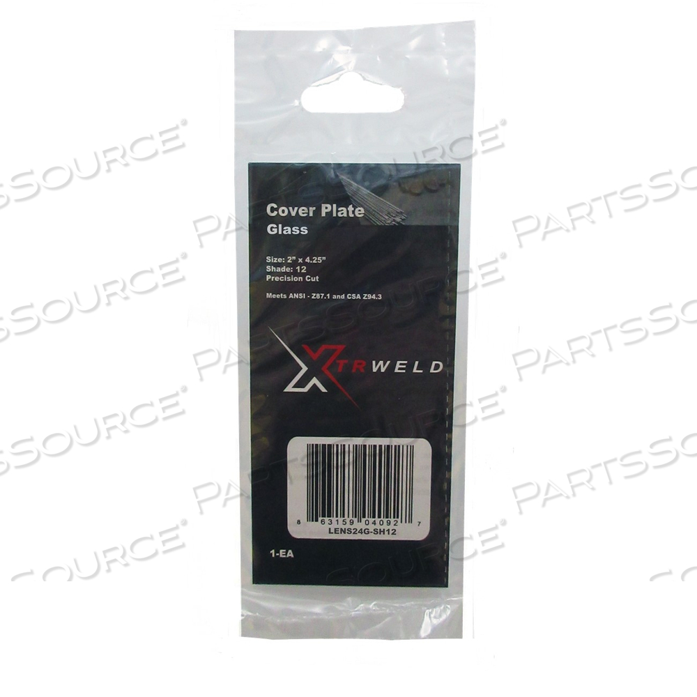 LENS24GSH12 XTRWELD LENS, FILTER PLATE, SHADE 12, GLASS, 2 X 4.25" by XTRweld