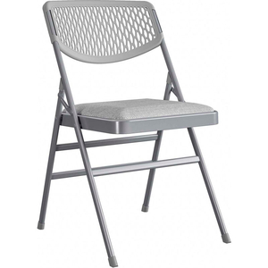 ULTRA COMFORT COMMERCIAL FABRIC AND RESIN MESH FOLDING CHAIR - GRAY, PACK OF 4 by Cosco