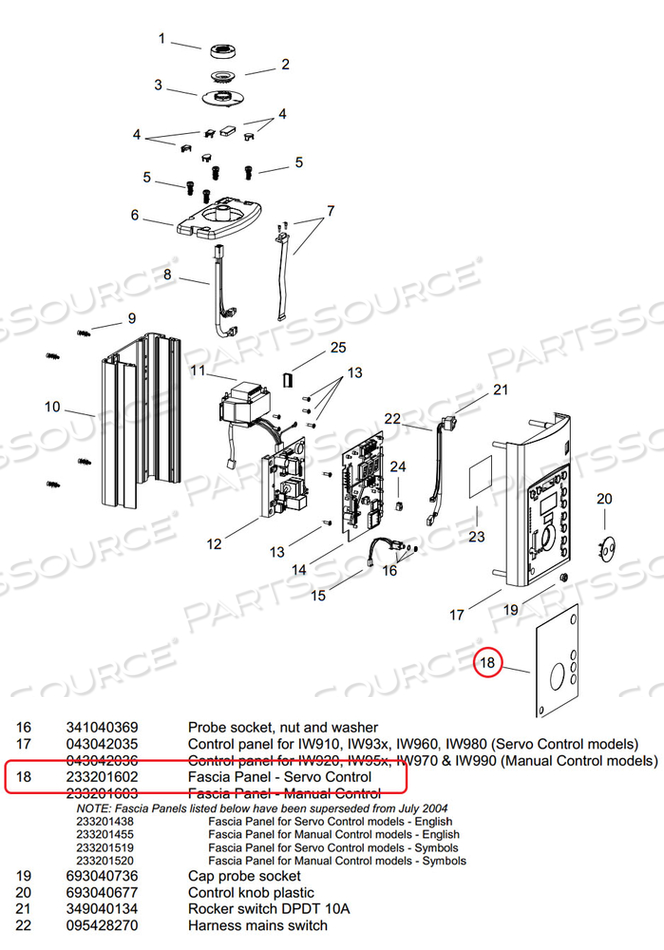 FASCIA PANEL, FOR USE WITH: FOR WARMER SERVO MODEL by Fisher & Paykel Healthcare