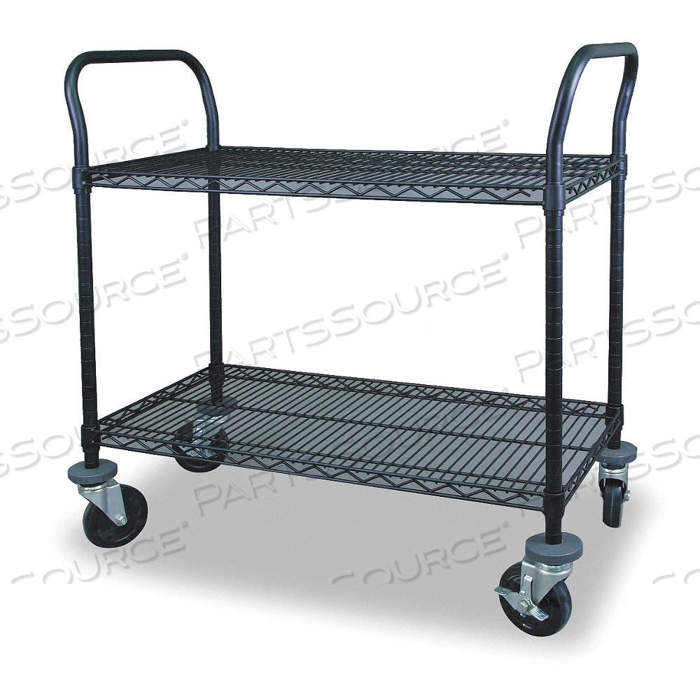 UTILITY CART WITH SHALLOW LIPPED WIRE SHELVES, 600 LB LOAD CAPACITY, BLACK by Approved Vendor