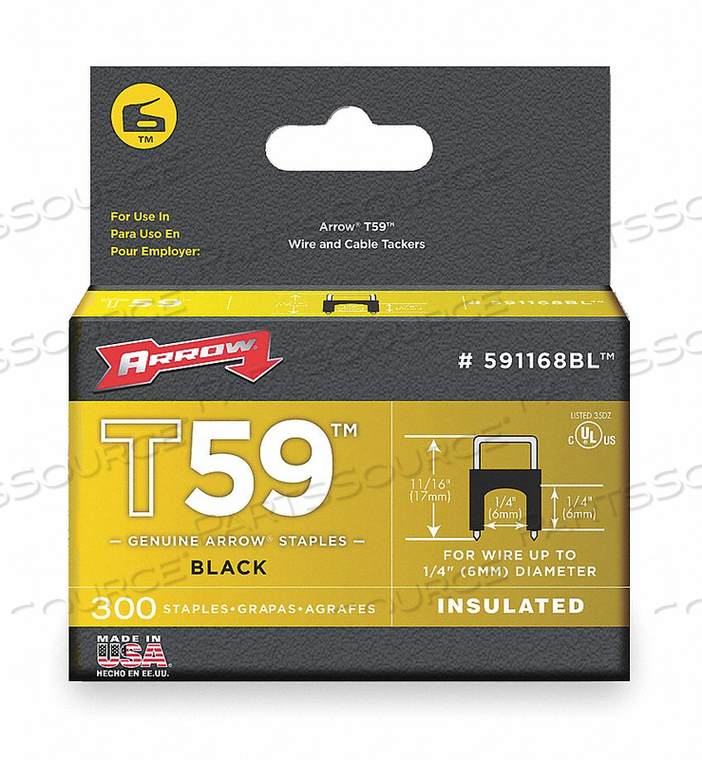 INSULATED STAPLE 1/4X1/4 PK300 by Arrow INSULATED STAPLE 1/4X1/4 PK300 by Arrow