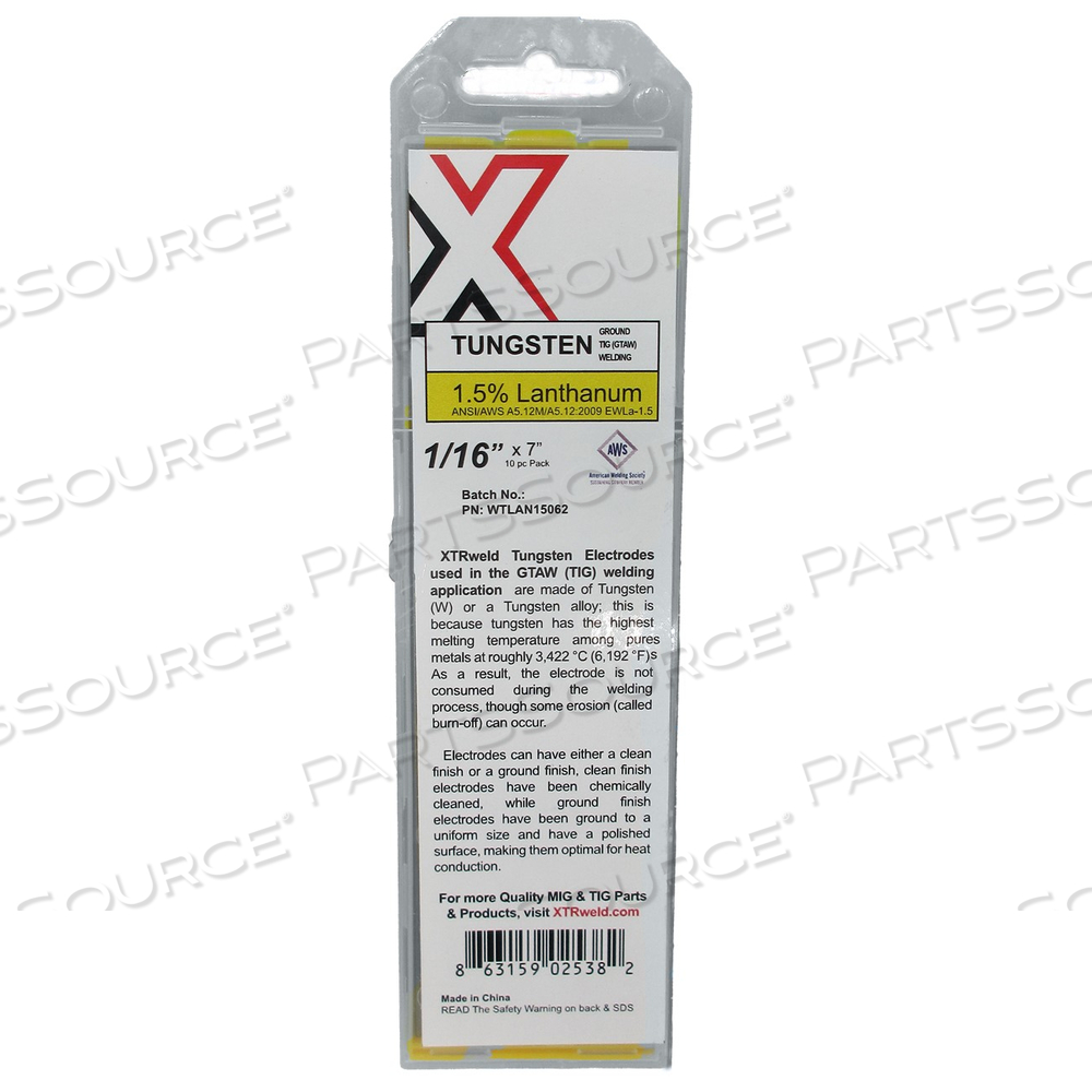 WTLAN15125 XTRWELD 1.5% LANTHANATED TUNGSTEN ELECTRODE, 1/8, GOLD, 10 PIECE by XTRweld