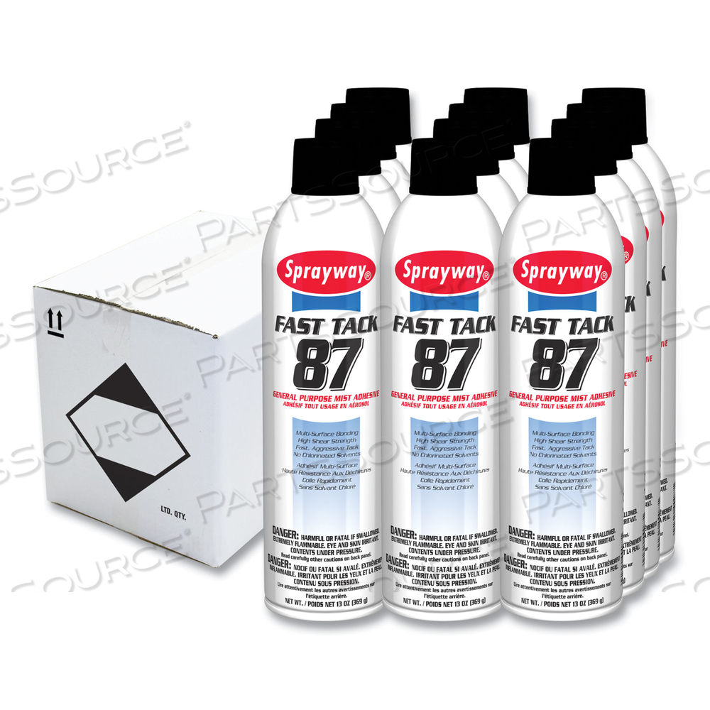 FAST TACK 87 GENERAL PURPOSE MIST ADHESIVE, 13 OZ AEROSOL SPRAY, DRIES WHITE, DOZEN 