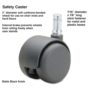 SAFETY CASTERS, STANDARD NECK, GRIP RING TYPE B STEM, 2" SOFT POLYURETHANE WHEEL, MATTE BLACK, 5/SET by MASTER CASTER COMPANY