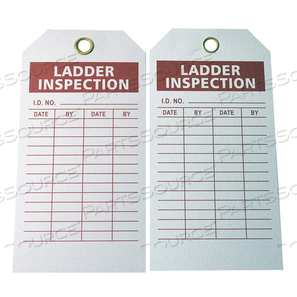 TAG, LADDER INSPECTION, 5 3/4 IN WD, 3 IN HT, WHITE, RECTANGLE, POLYESTER, INDOOR ONLY, 100 LABELS by Approved Vendor
