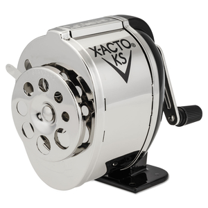 KS MANUAL CLASSROOM PENCIL SHARPENER, TABLE/WALL-MOUNT DESIGN, MANUALLY-POWERED, 2.75 X 4.75 X 4.25, BLACK/NICKEL by X-Acto