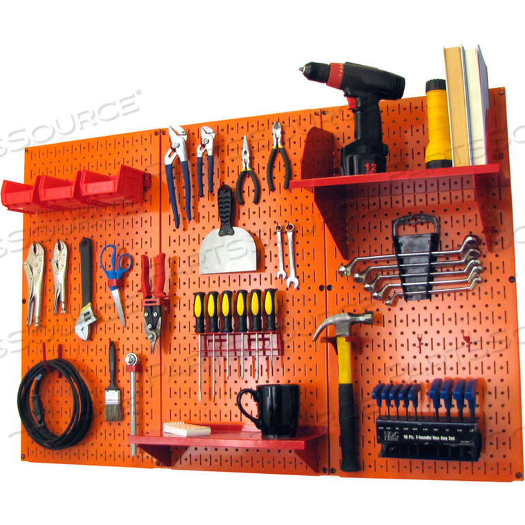 PEGBOARD STANDARD TOOL STORAGE KIT, ORANGE/RED, 48" X 32" X 9" by Wall Control Pegboard