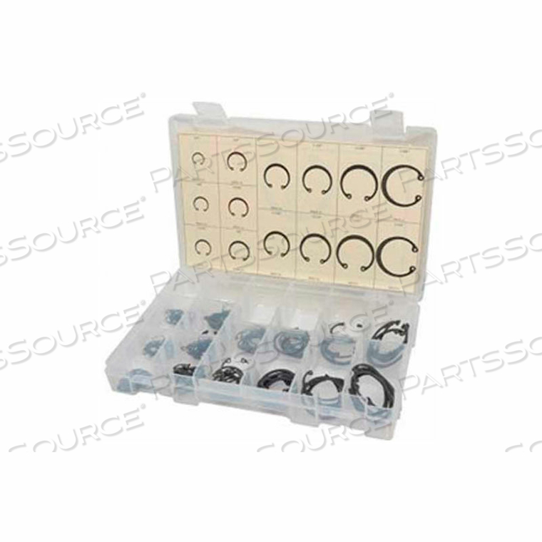 METRIC INTERNAL & EXTERNAL RETAINING RINGS, LARGE DRAWER ASSORTMENT, 24 ITEMS, 825 PIECES 