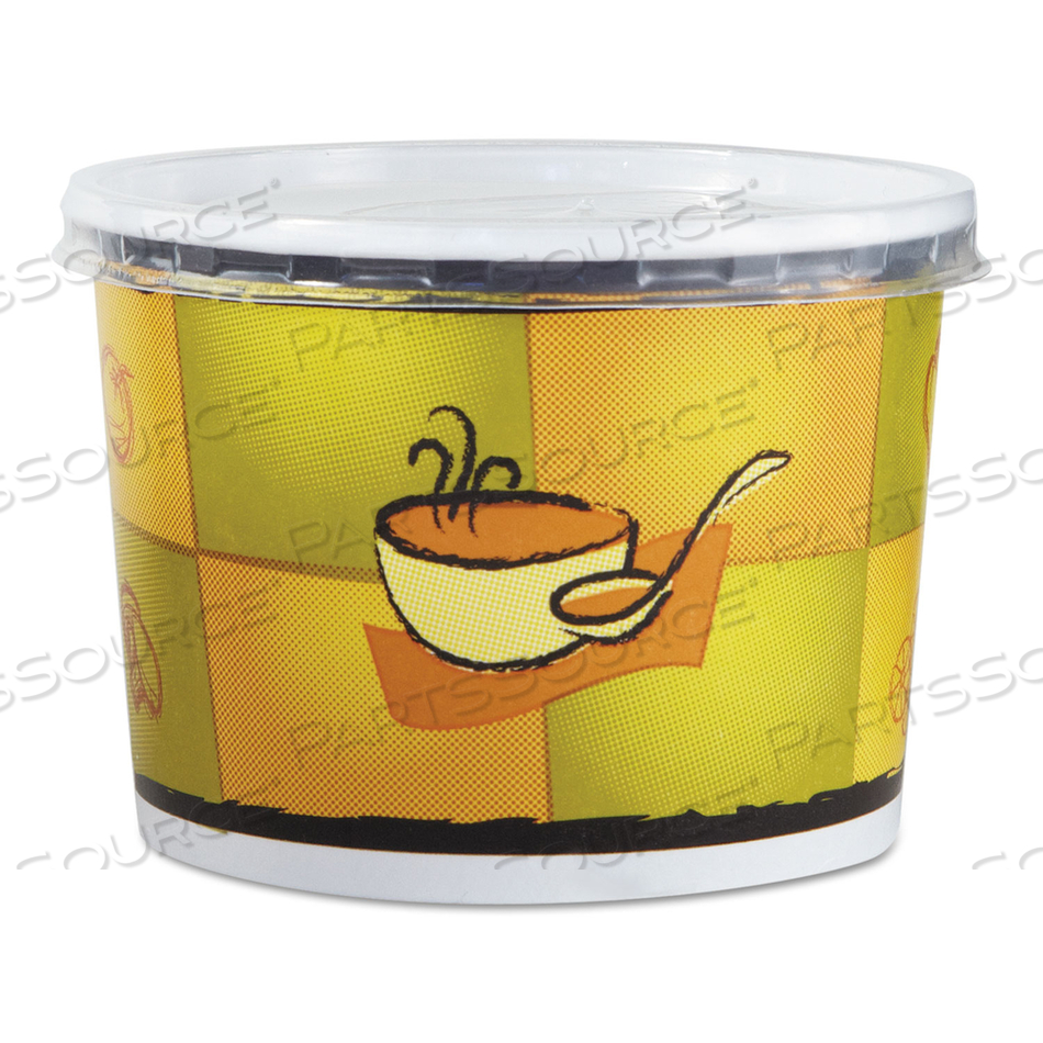 STREETSIDE SQUAT PAPER FOOD CONTAINER WITH LID, STREETSIDE DESIGN, 12 OZ by Chinet