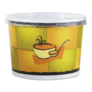 STREETSIDE SQUAT PAPER FOOD CONTAINER WITH LID, STREETSIDE DESIGN, 12 OZ, 250/CARTON by Chinet