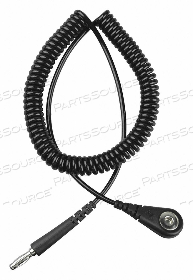 COIL CORD 6 FT THERMOPLASTIC ELASTOMER SNAP SOCKET - BLACK by Desco