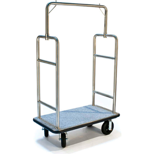 HD SQUARE BELLMAN CART STAINLESS, GRAY CARPET, BLACK BUMPER, 8" SEMI-PNEUMATIC by CSL