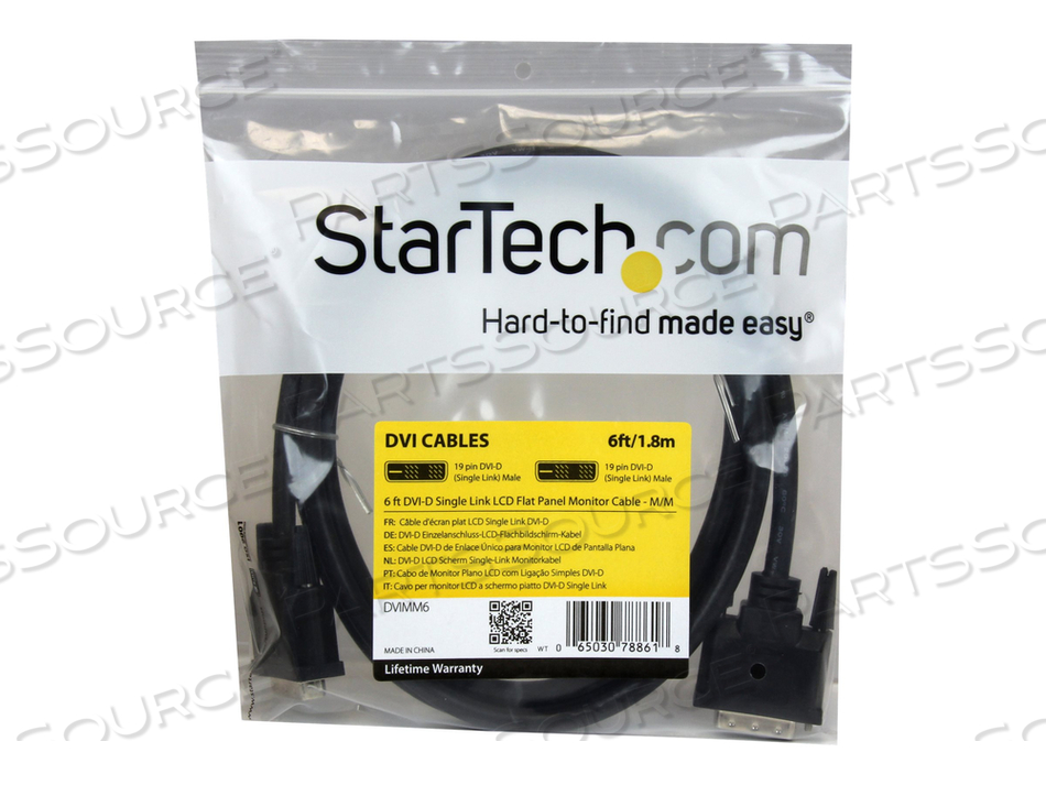 6FT 28 AWG DVI-D MALE/MALE SHIELDED SINGLE LINK FLAT PANEL DISPLAY CABLE - BLACK by StarTech.com Ltd. 6FT 28 AWG DVI-D MALE/MALE SHIELDED SINGLE LINK FLAT PANEL DISPLAY CABLE - BLACK by StarTech.com Ltd.