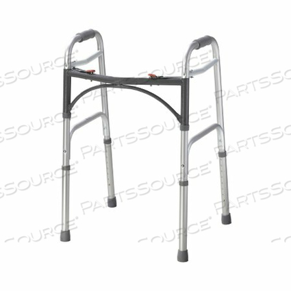 FOLDING WALKER, 25 - 32 IN., SILVER, 350 LBS. CAPACITY, ALUMINUM by McKesson FOLDING WALKER, 25 - 32 IN., SILVER, 350 LBS. CAPACITY, ALUMINUM by McKesson