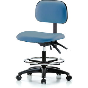 MULTI-PURPOSE INDUSTRIAL STOOL WITH NEW VOYAGER&TRADE; VINYL - WITH CHROME FOOT RING - PARADISE BLUE by E Com Inc