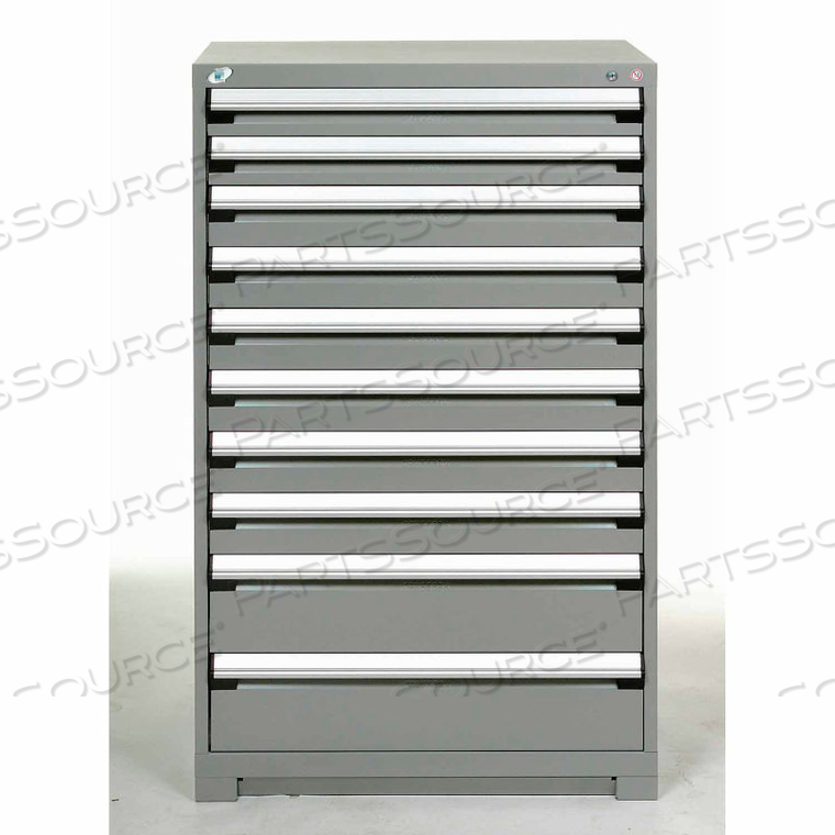 MODULAR STORAGE DRAWER CABINET 36X24X60, 10 DRAWERS (3 SIZES) W/O DIVIDER, W/LOCK, GRAY by Rousseau Metal Inc. MODULAR STORAGE DRAWER CABINET 36X24X60, 10 DRAWERS (3 SIZES) W/O DIVIDER, W/LOCK, GRAY by Rousseau Metal Inc.