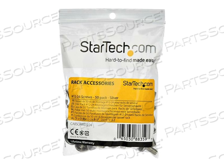 12-24 SERVER RACK SCREWS, 50 PACK, NICKEL-PLATED, RACK SCREWS, SILVER, US GOVERNMENT (PACK OF 50 PIECES), FOR P/N: RK630WALVS, RK830WALVS by StarTech.com Ltd. 12-24 SERVER RACK SCREWS, 50 PACK, NICKEL-PLATED, RACK SCREWS, SILVER, US GOVERNMENT (PACK OF 50 PIECES), FOR P/N: RK630WALVS, RK830WALVS by StarTech.com Ltd.