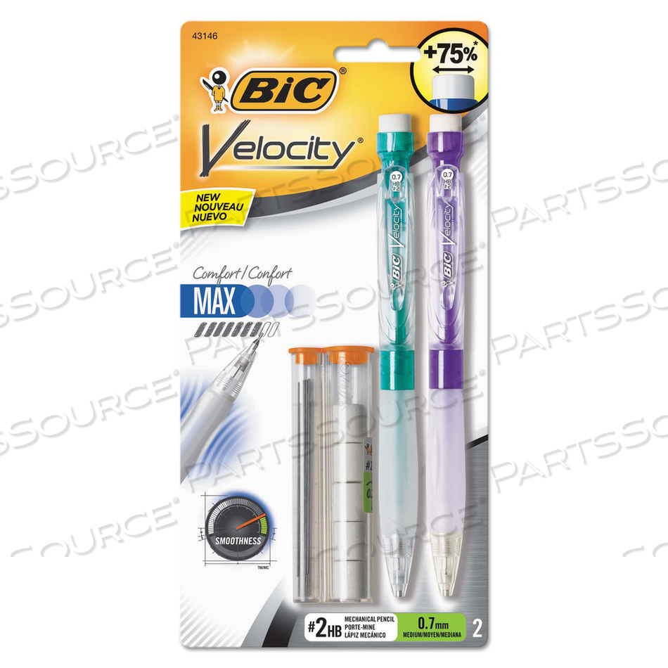 VELOCITY MAX PENCIL, 0.7 MM, HB (#2.5), BLACK LEAD, ASSORTED BARREL COLORS by BIC VELOCITY MAX PENCIL, 0.7 MM, HB (#2.5), BLACK LEAD, ASSORTED BARREL COLORS by BIC